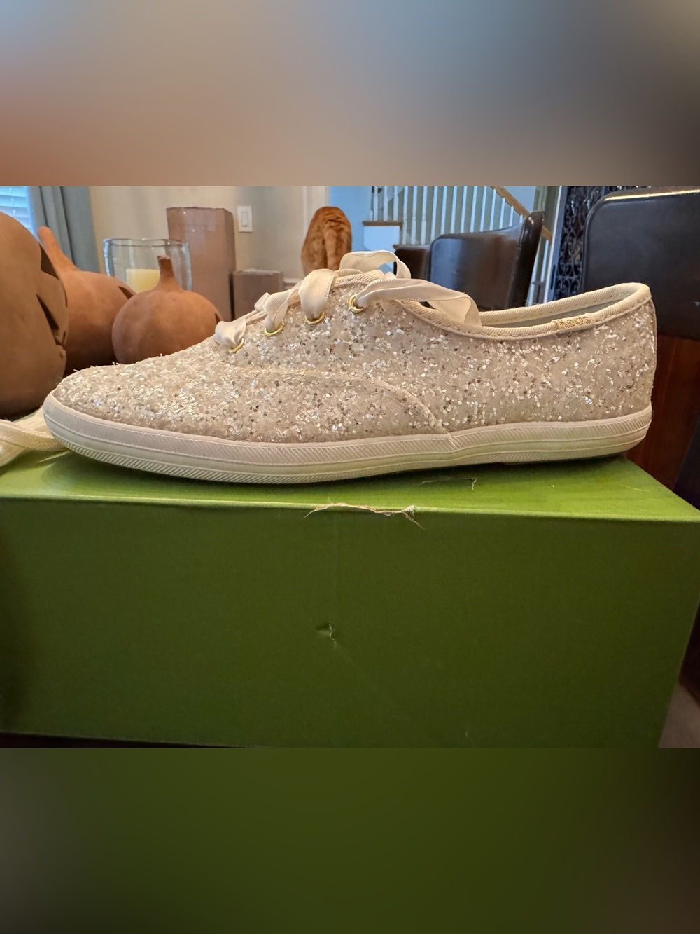 kate spade Glitter Low-Top Sneakers in Champagne